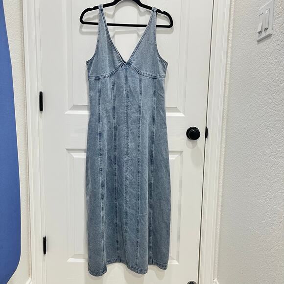 la lavon Denim Dress Size Large Midi Western Rodeo Cowgirl - Picture 3 of 14